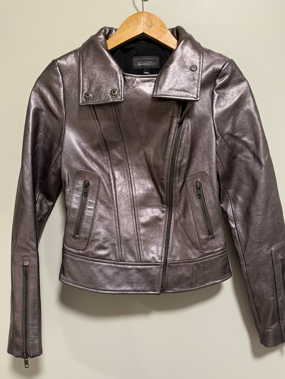 Mackage for Aritzia Metallic Pewter Moto Jacket Women's XXS